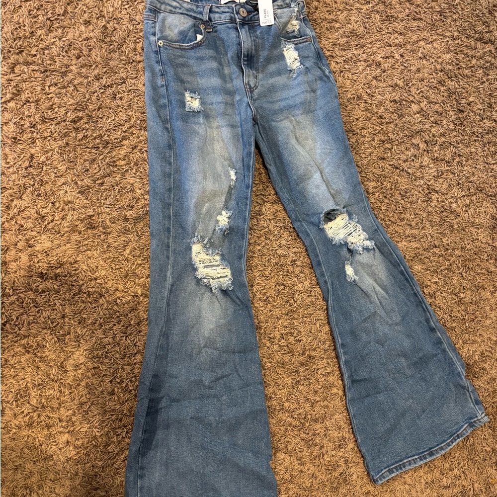 Rue21 Light Blue Distressed Flare Jeans